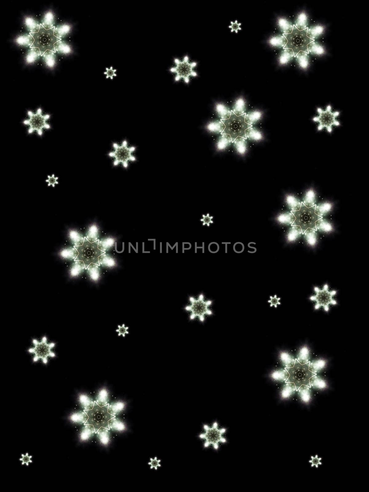 Some snowflakes falling, the snowflakes are made out of fireworks.
