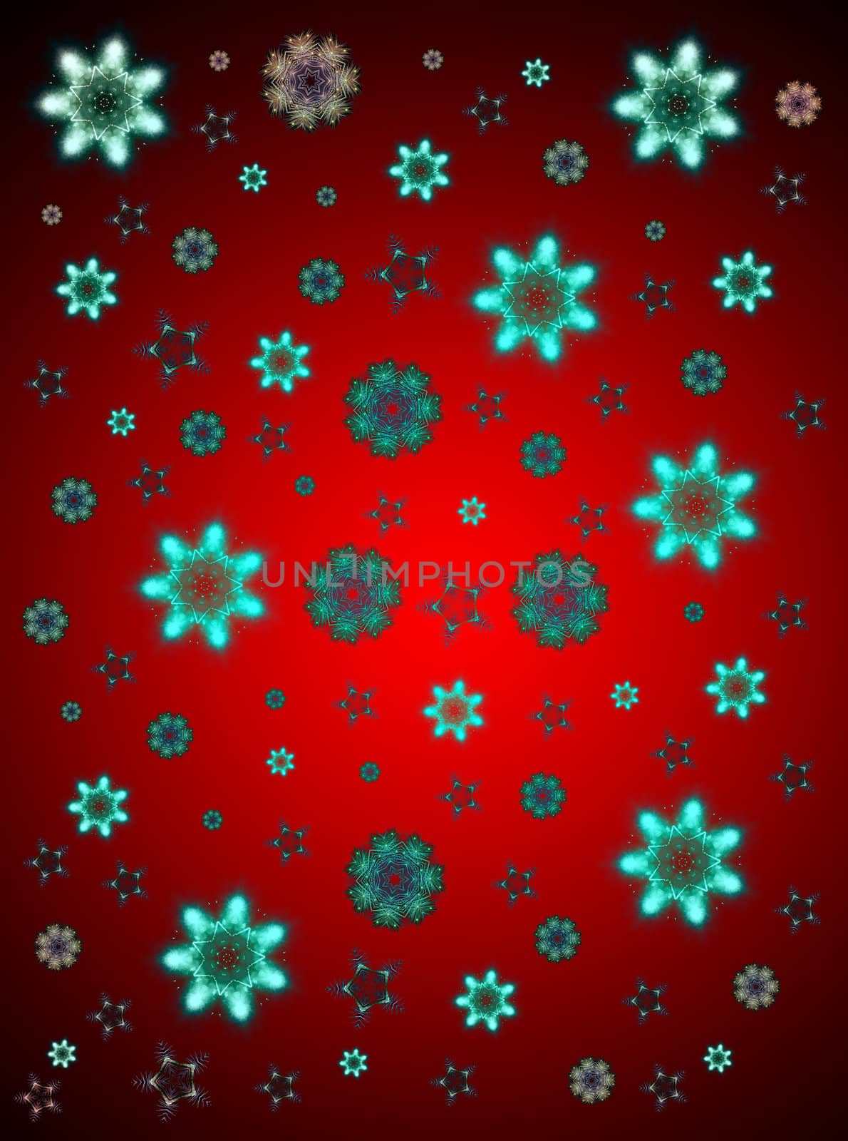 Some snowflakes falling, the snowflakes are made out of fireworks.