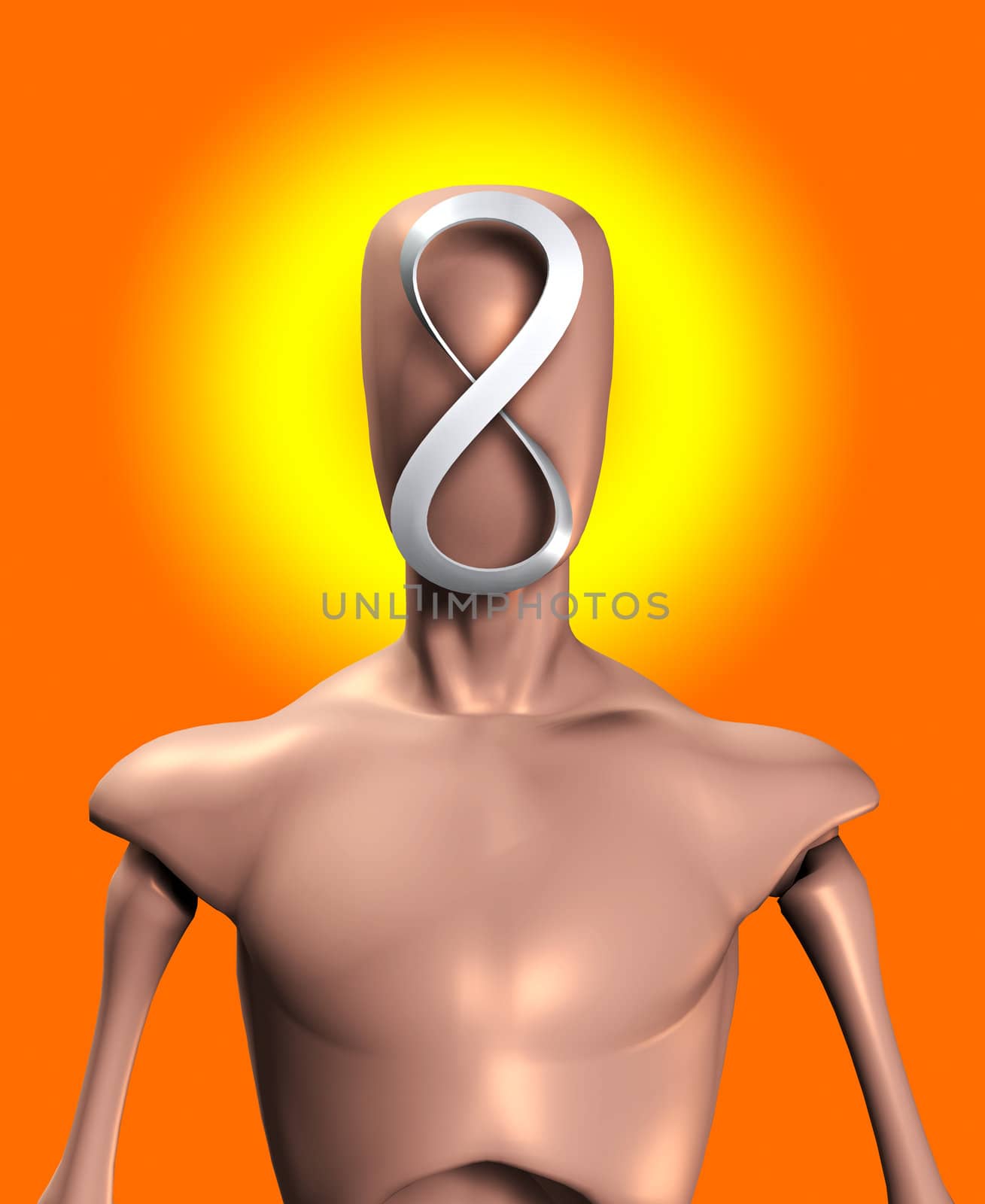 Blank faced figure with the an infinite Mobius strip.