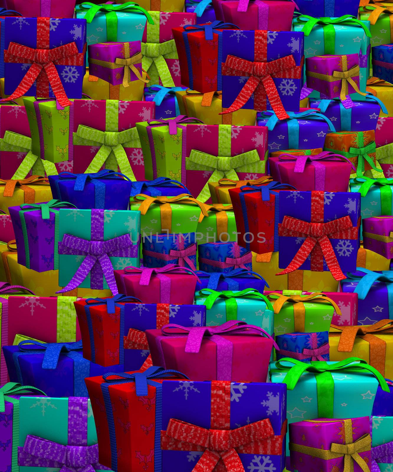 Background made out of lots of gifts and presents.