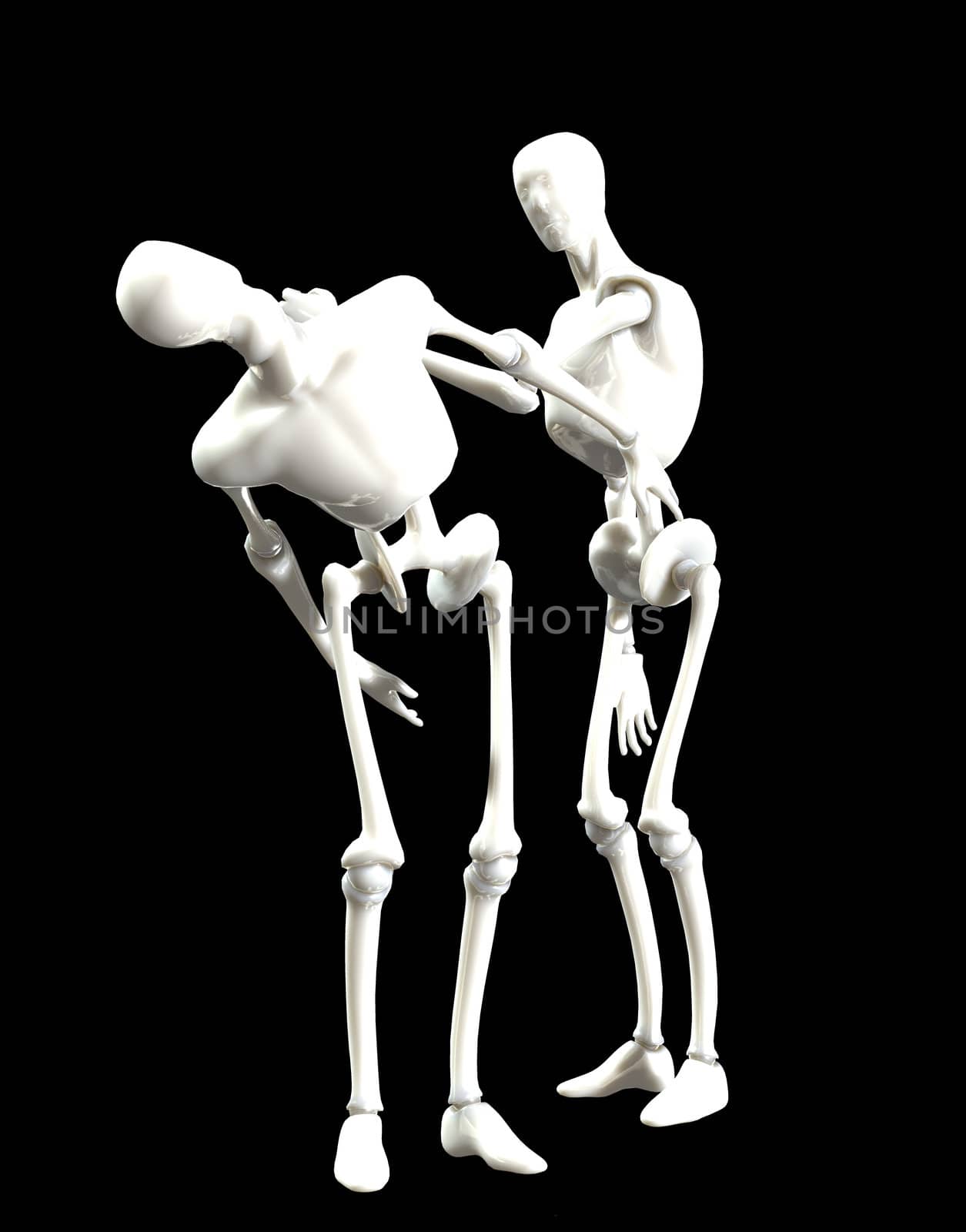 Two humanoids that are fighting with one another