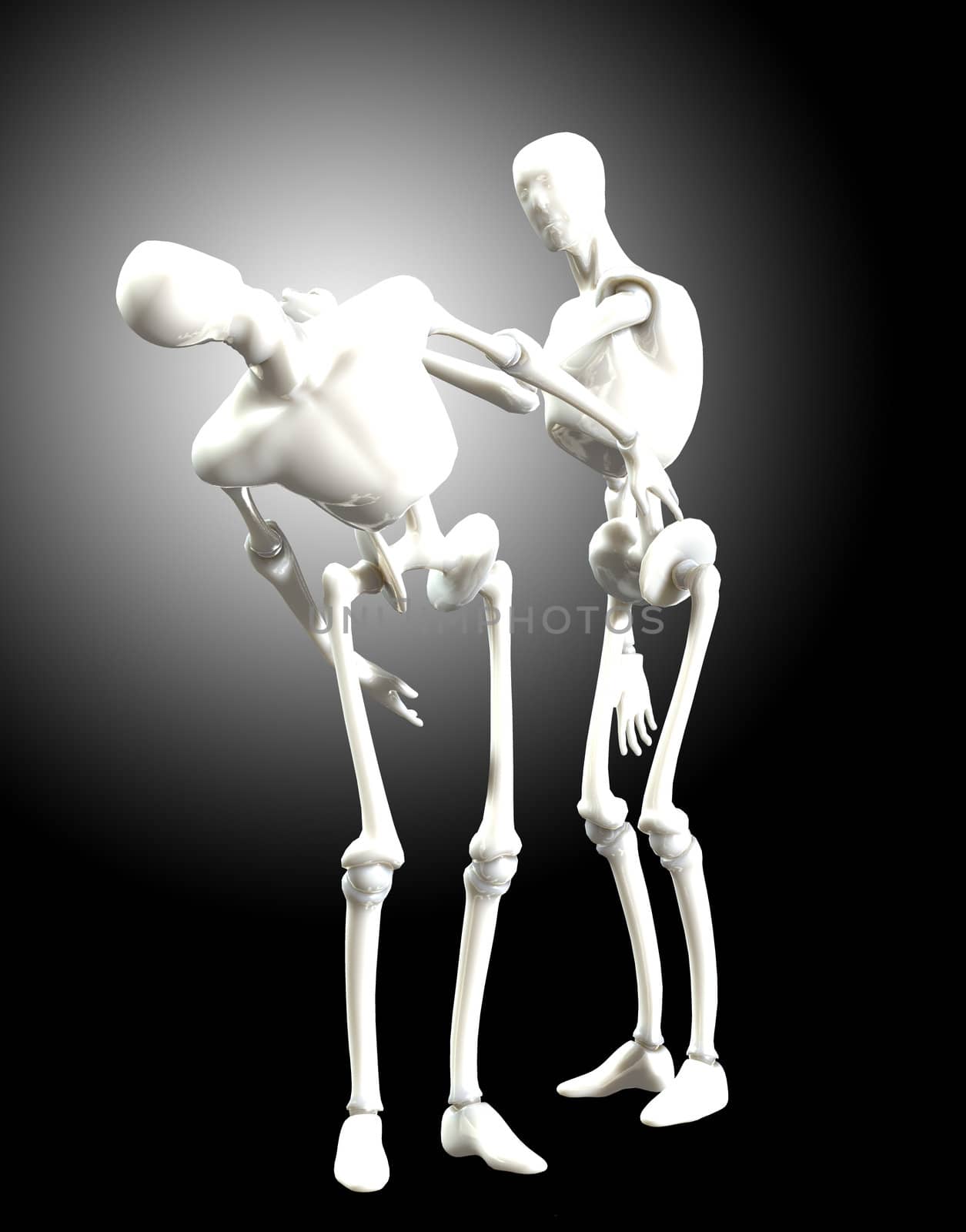 Two humanoids that are fighting with one another