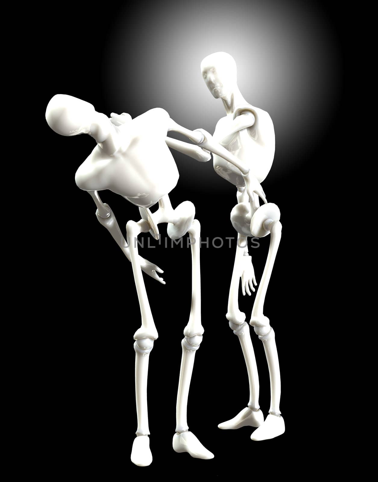Two humanoids that are fighting with one another