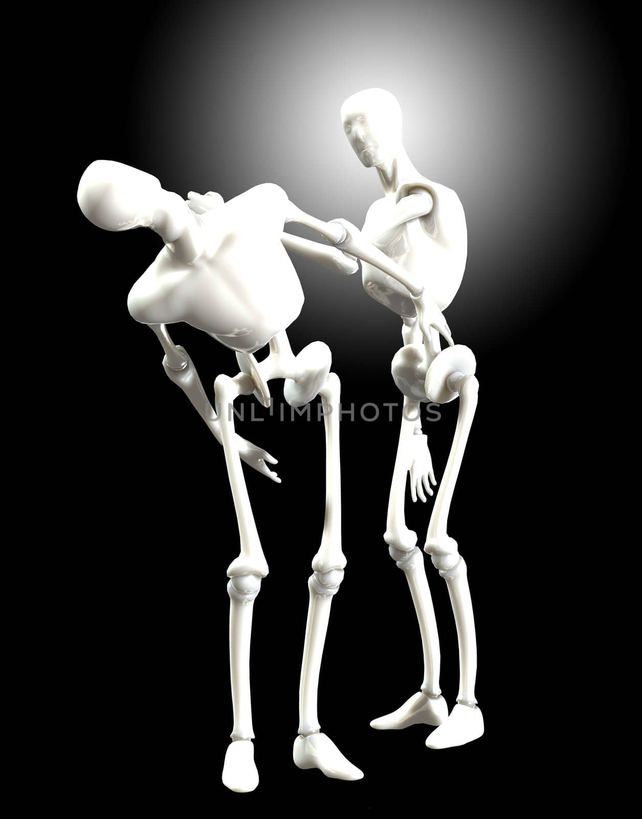 Two humanoids that are fighting with one another