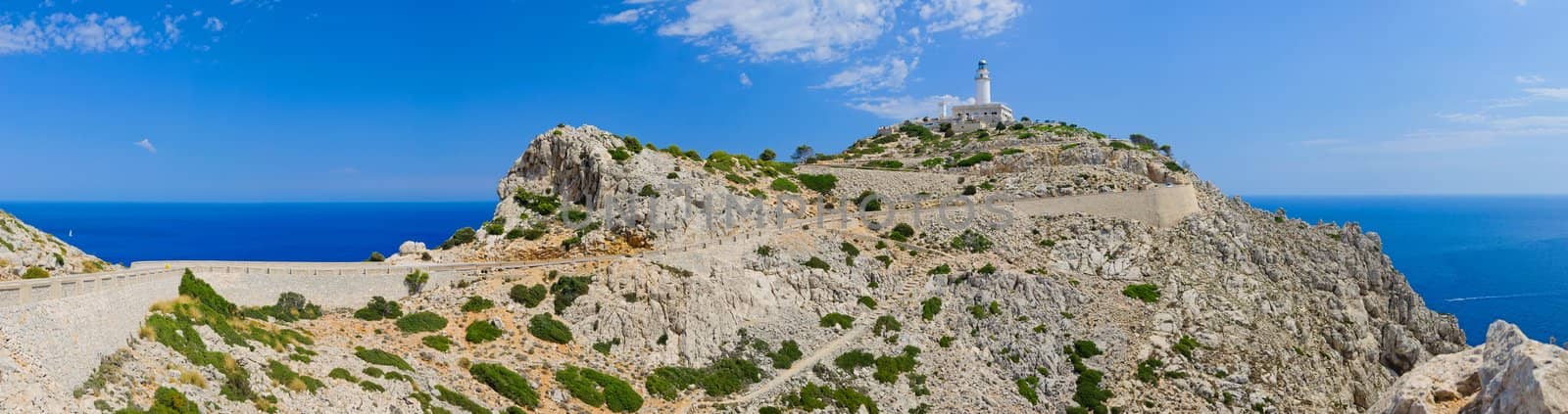 Panorama. Lighthouse at Cape Formentor. Mallorca. Spain