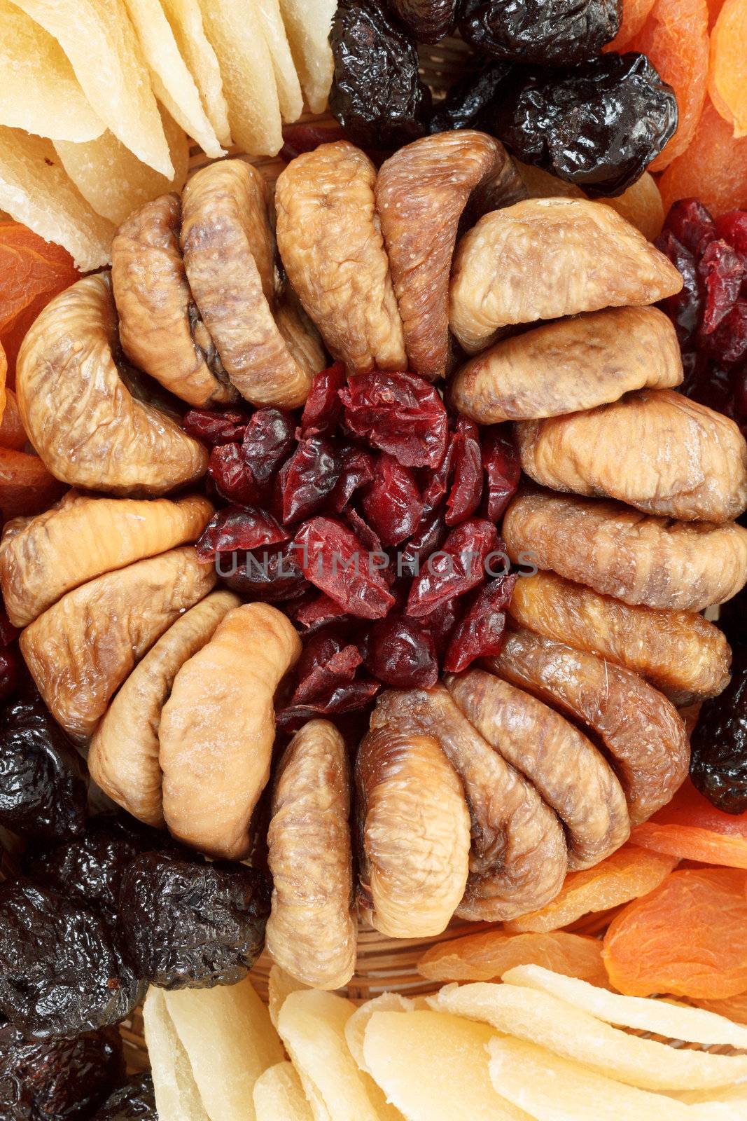 close up of various dried exotic fruits