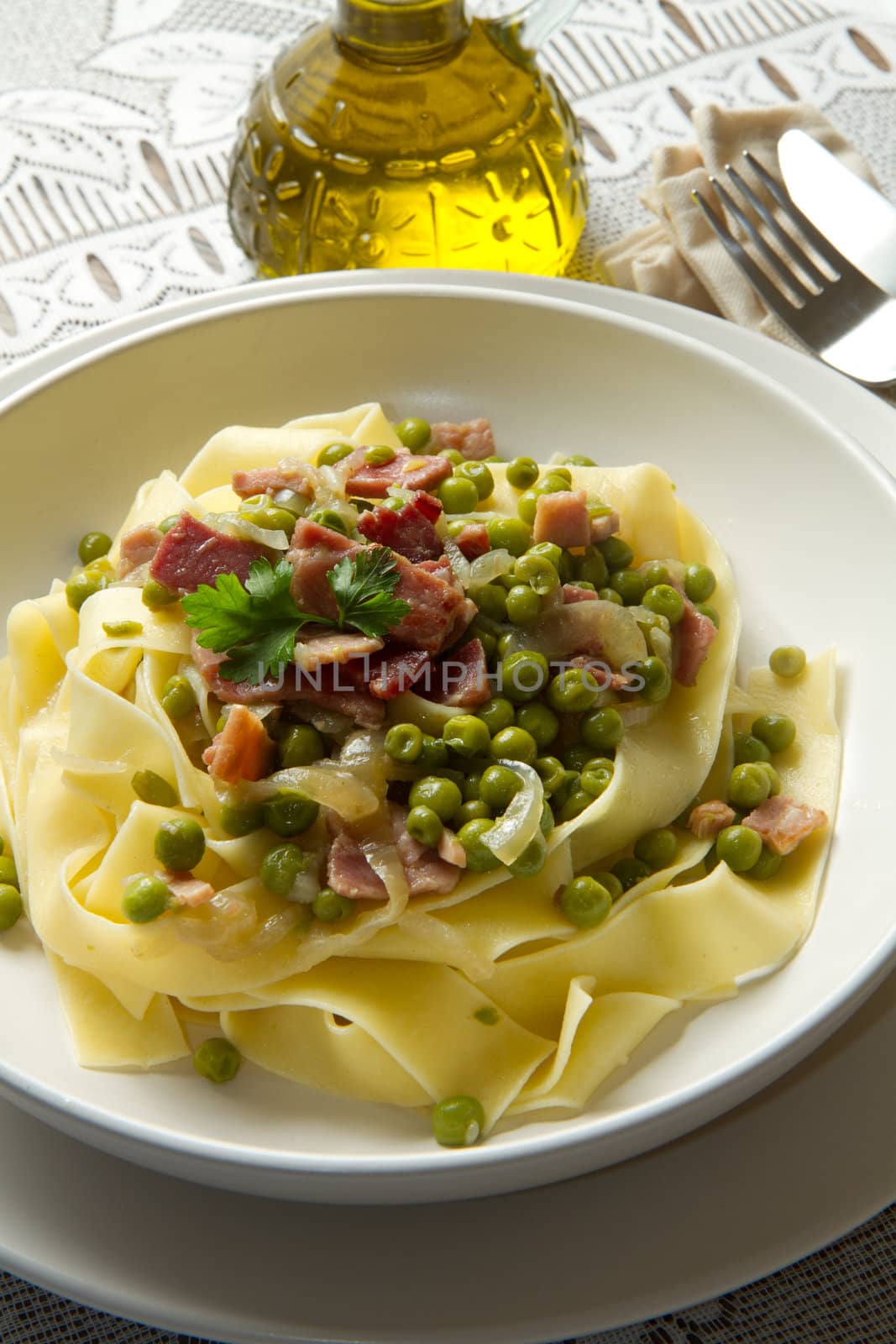 tagliatelle with pea and ham by lsantilli