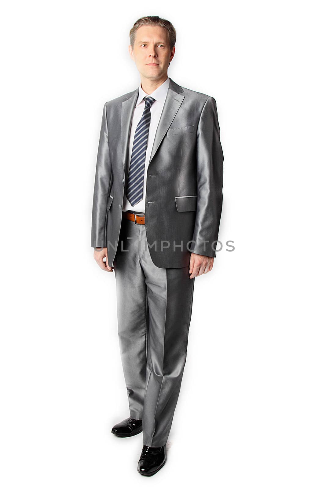 portrait of middle age businessman in austere suit