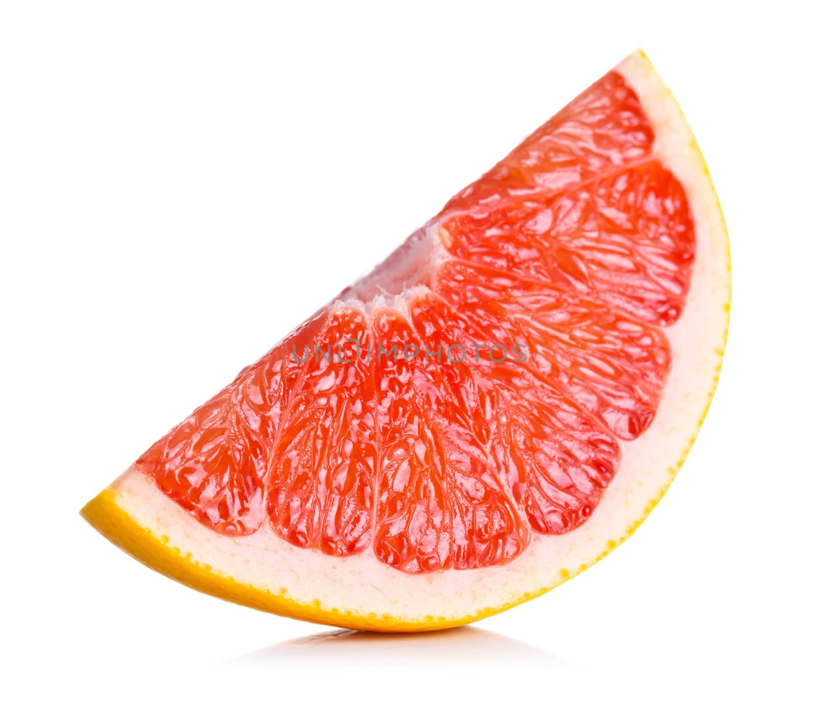 Grapefruit slice on white background. Fresh and juicy