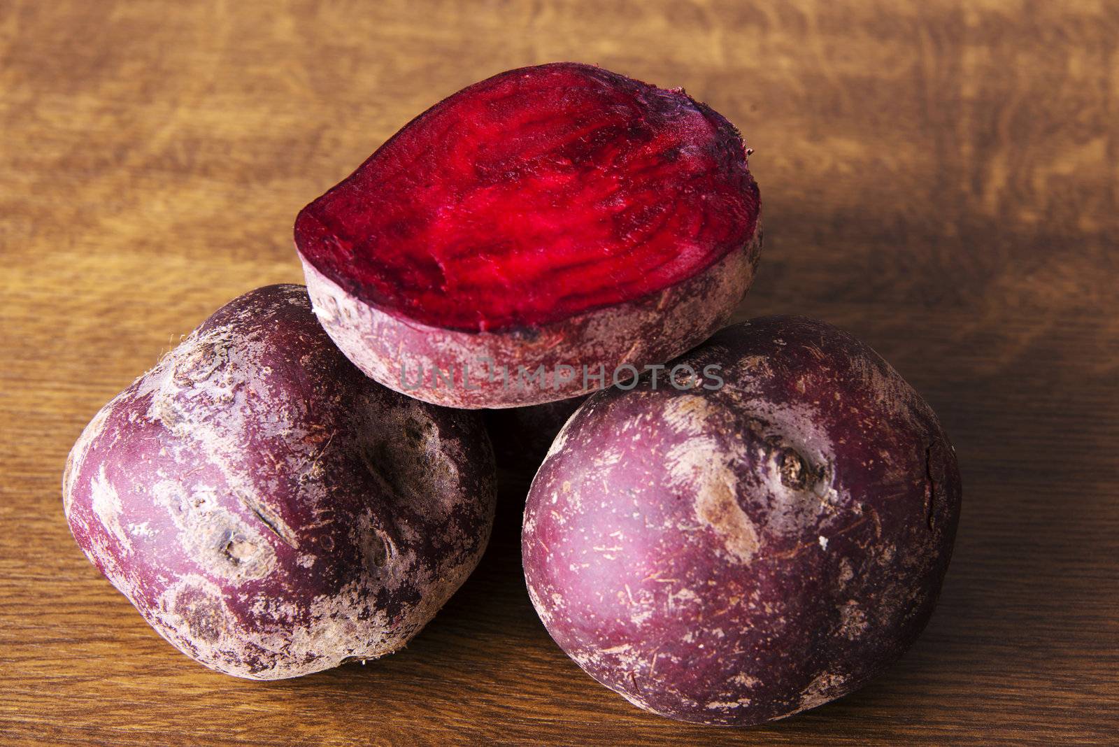 Red beets on table