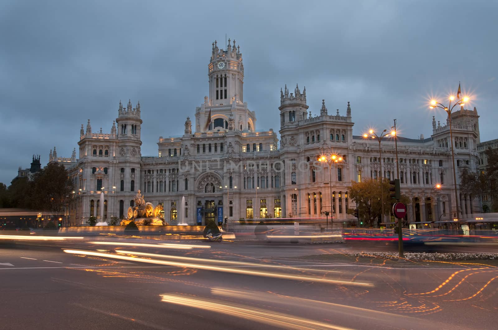 urban landscape of the night in Madrid, Spain