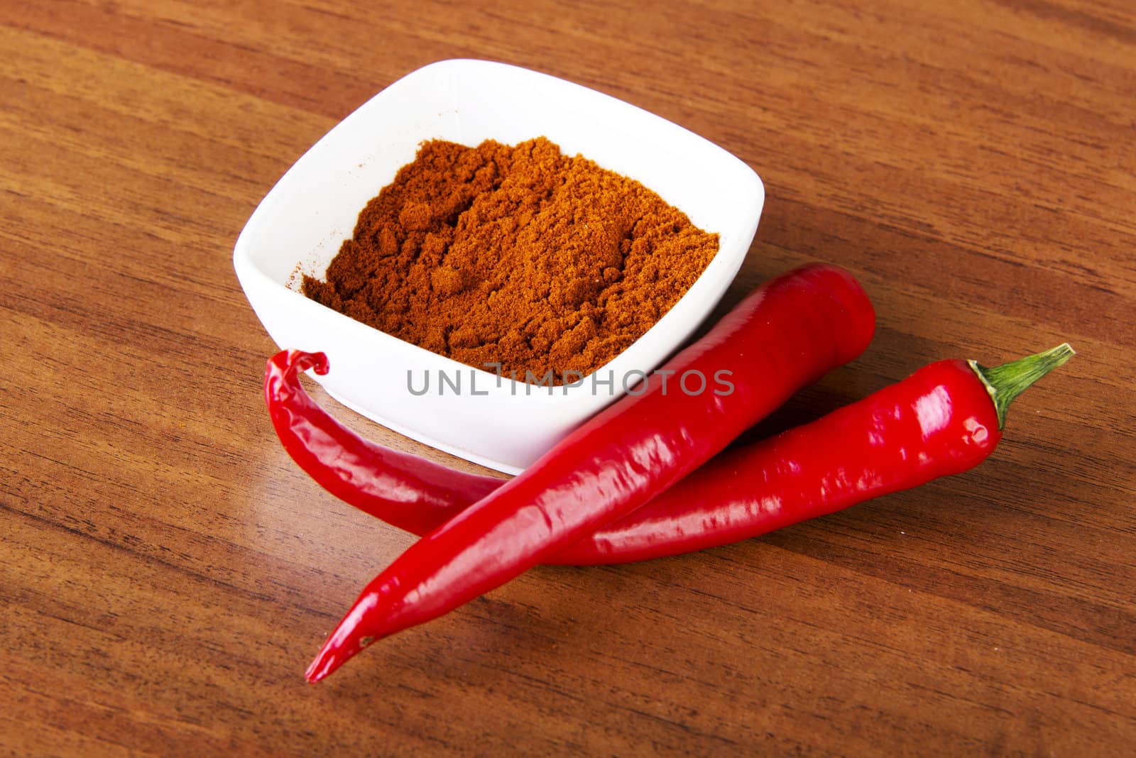 Red hot chilie pepper on table