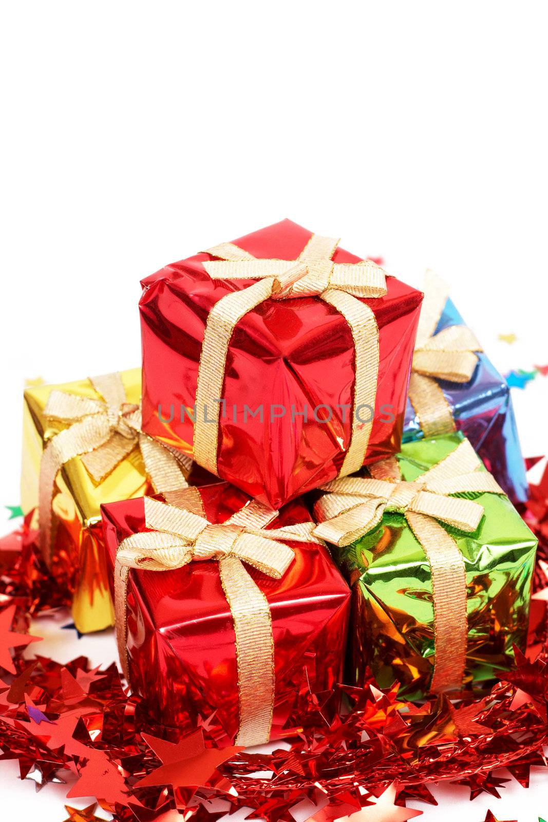 Stack of Christmas gifts by Elenat