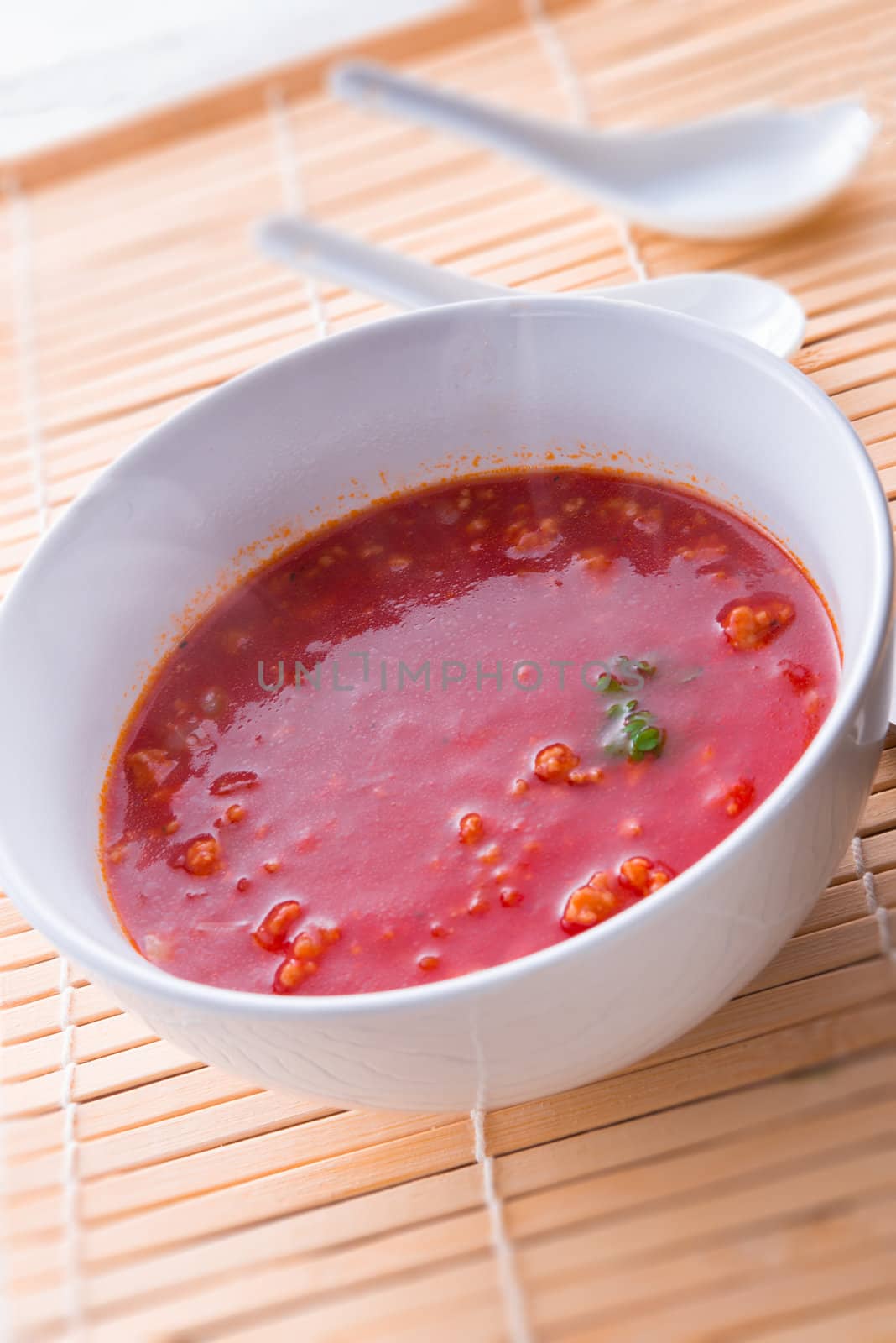 Canton tomato soup - selective focus by Darius.Dzinnik