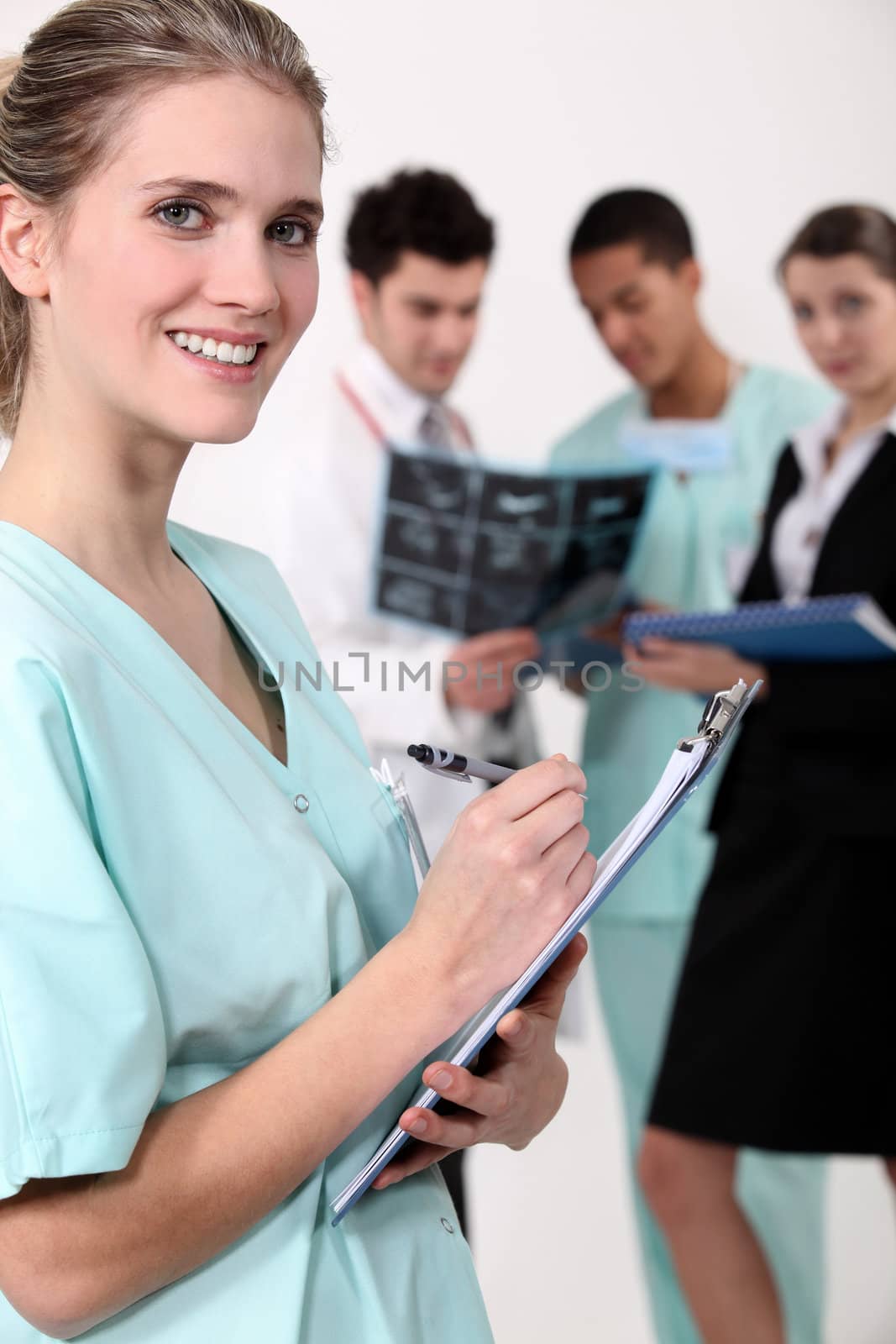 Medical team with a clipboard
