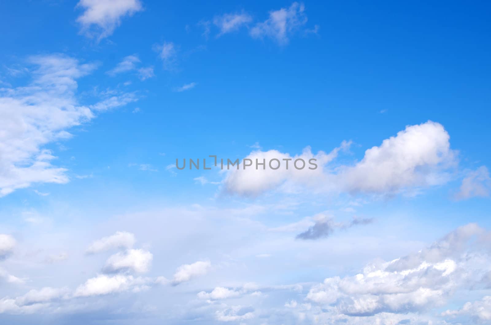 blue sky with clouds and sun