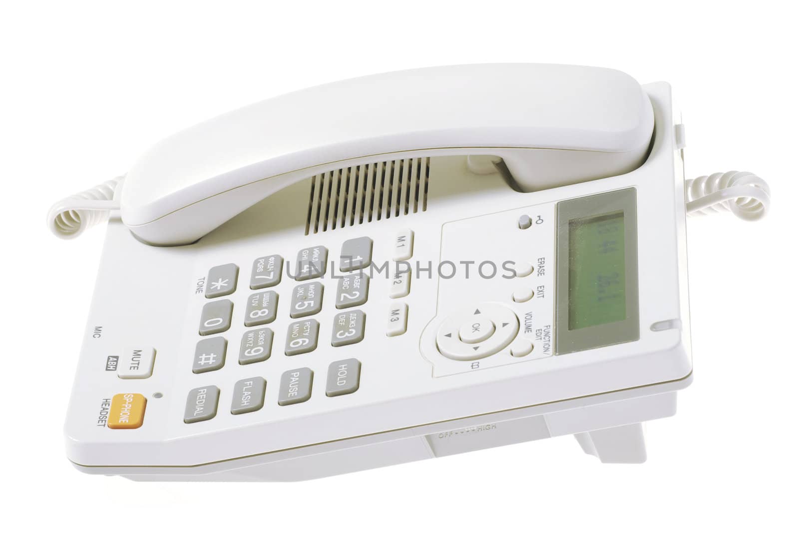 white office telephone on a white  background