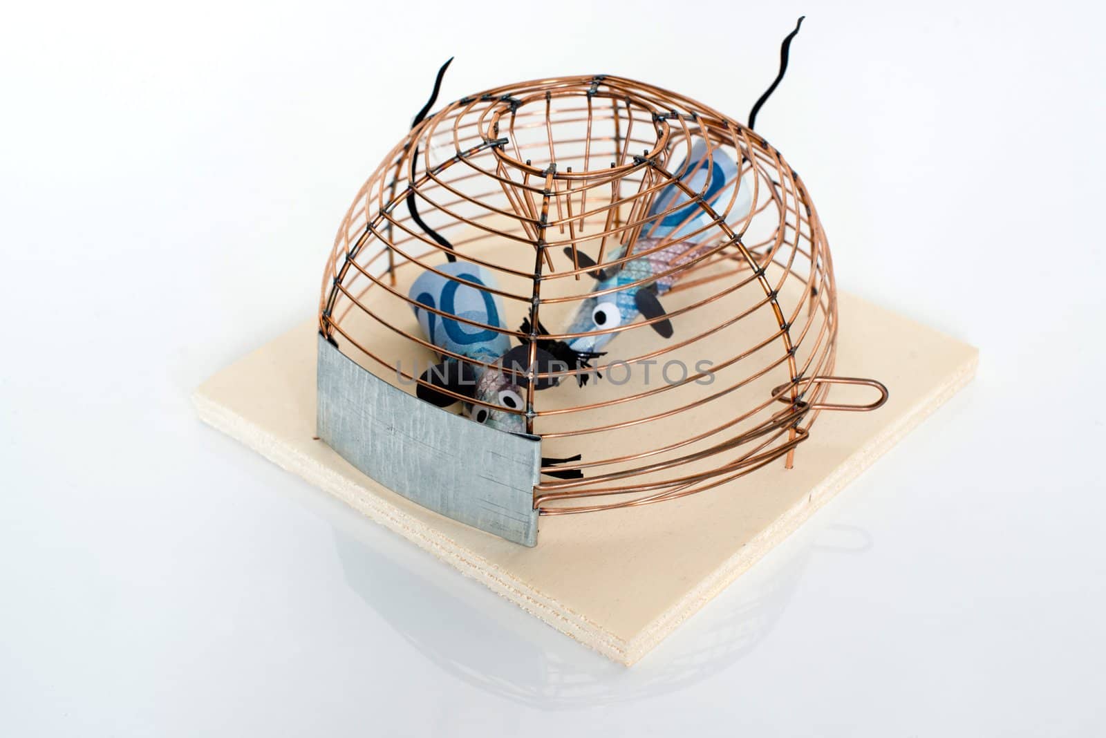 Conceptual photo of two twenty Euro bills trapped in mouse-trap - symbol for financial crisis or other business issues