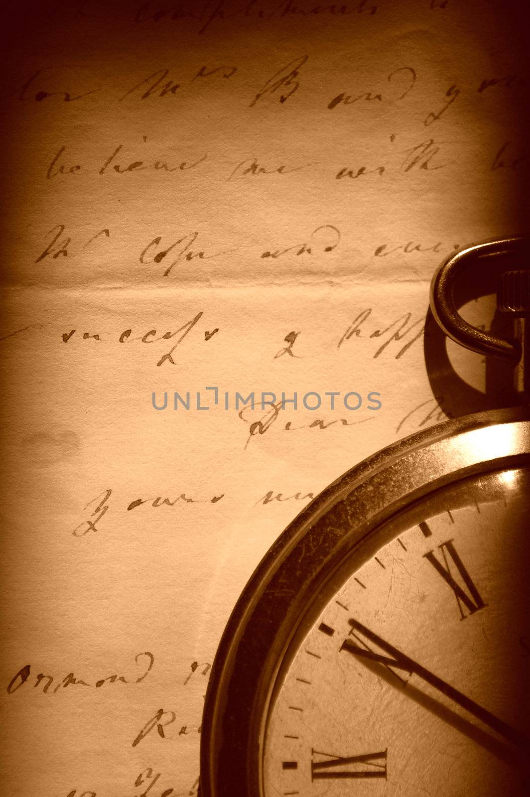 Vintage watch and old letter by unikpix