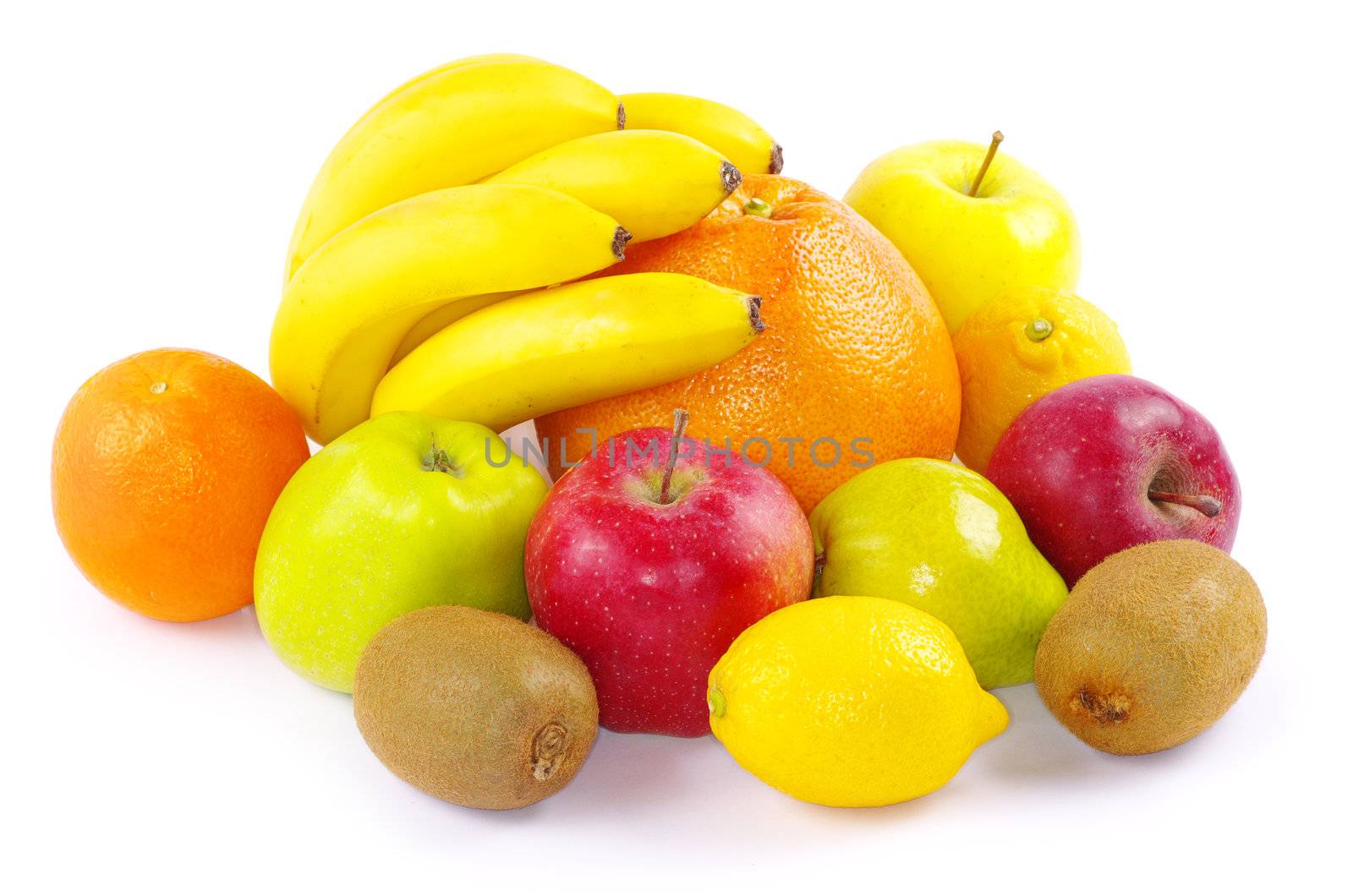 Composition with fruits isolated on white