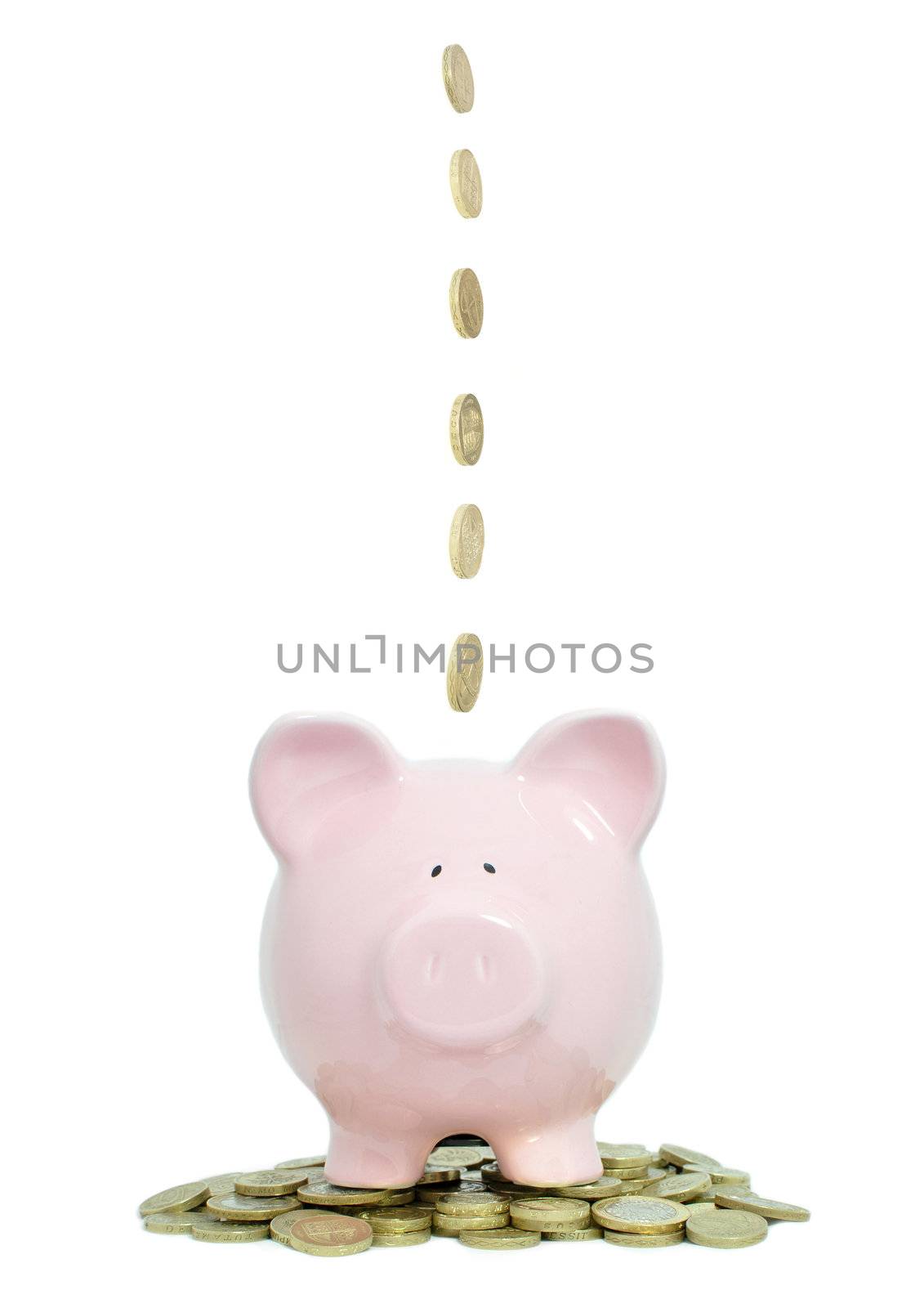 Piggybank and coins  by unikpix