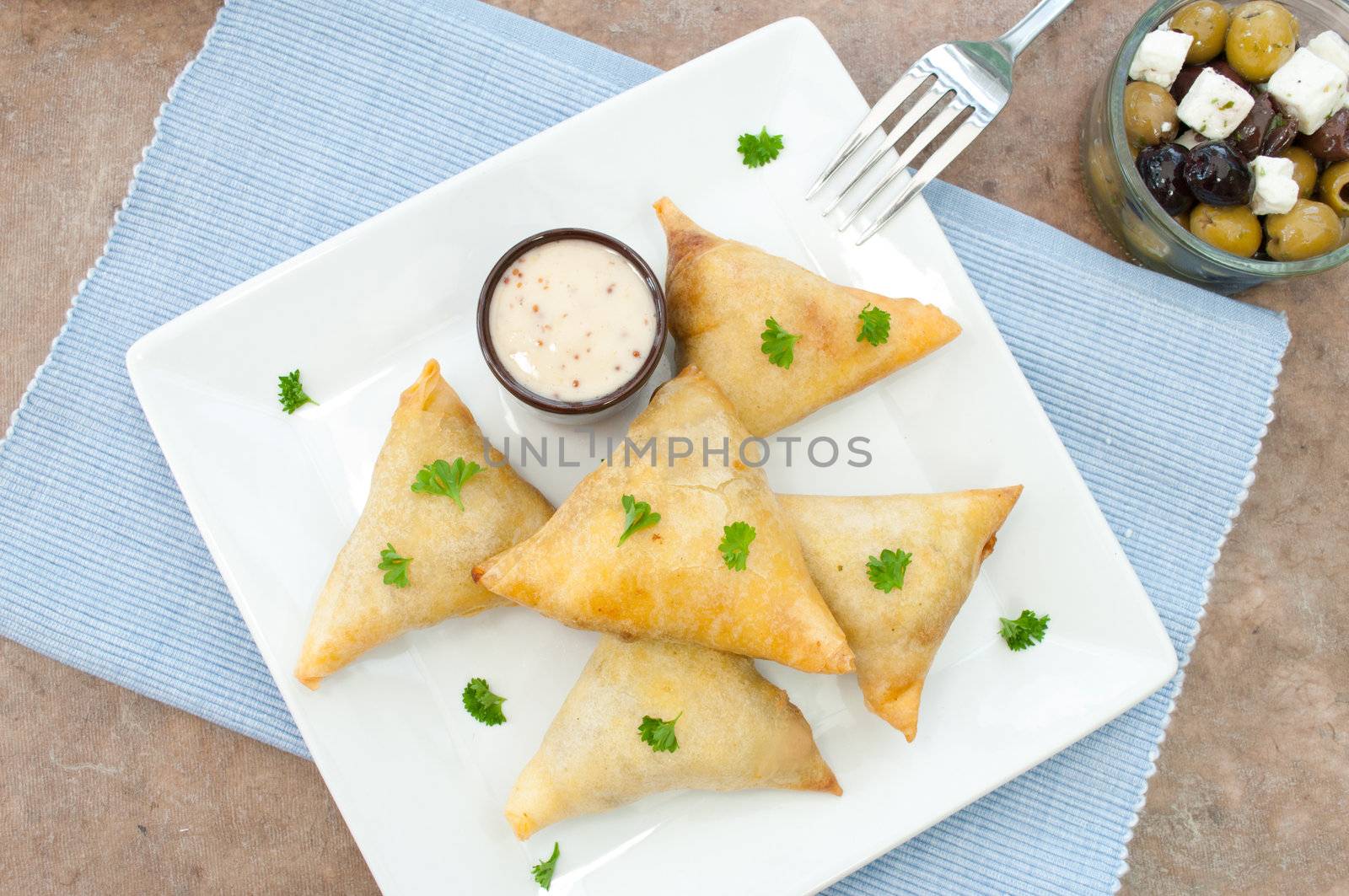 Feta cheese triangle phyllo pastries 