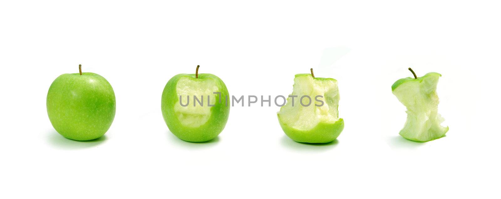 Conceptual image of various stages of an eaten apple