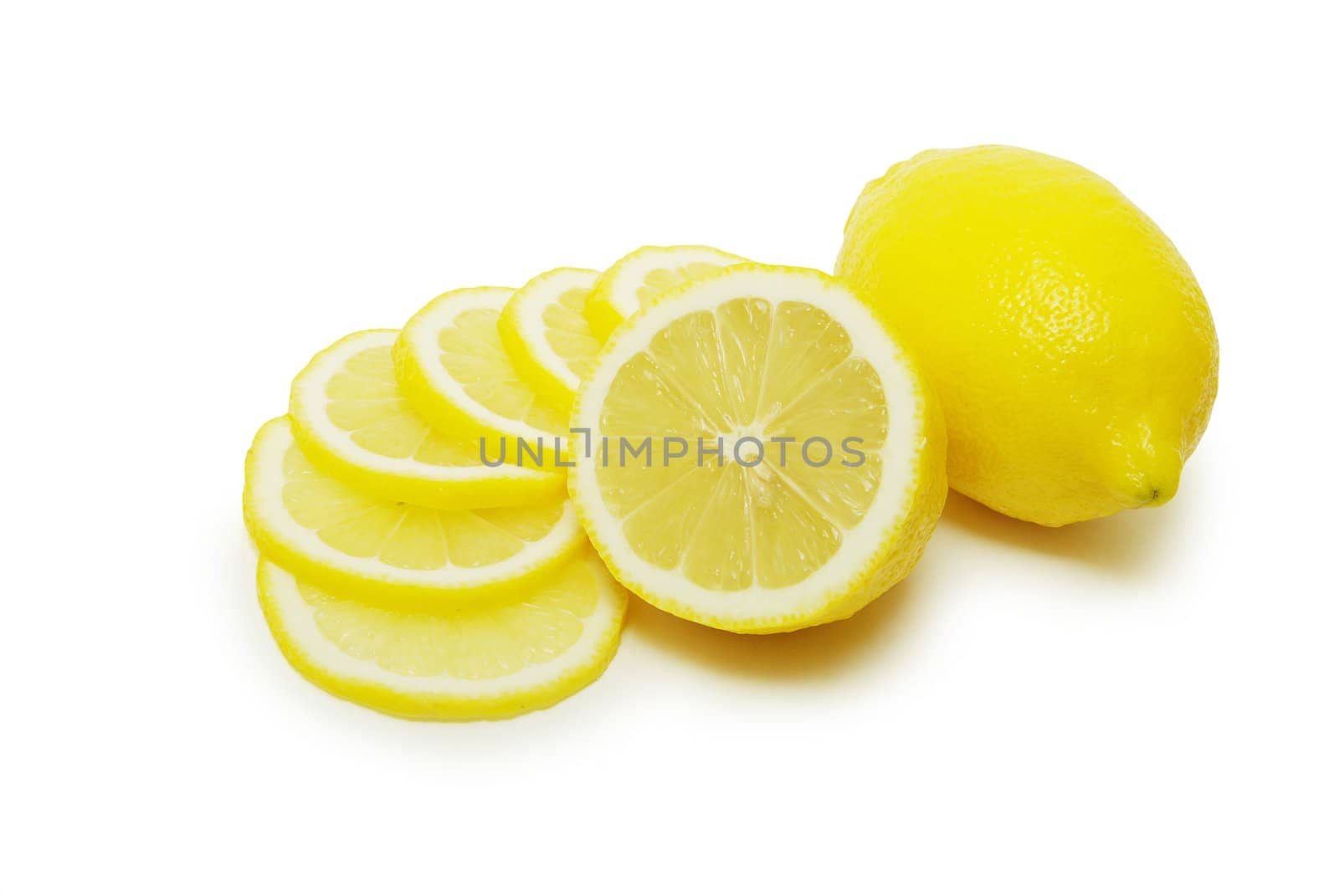 yellow fresh lemons isolated on a white
