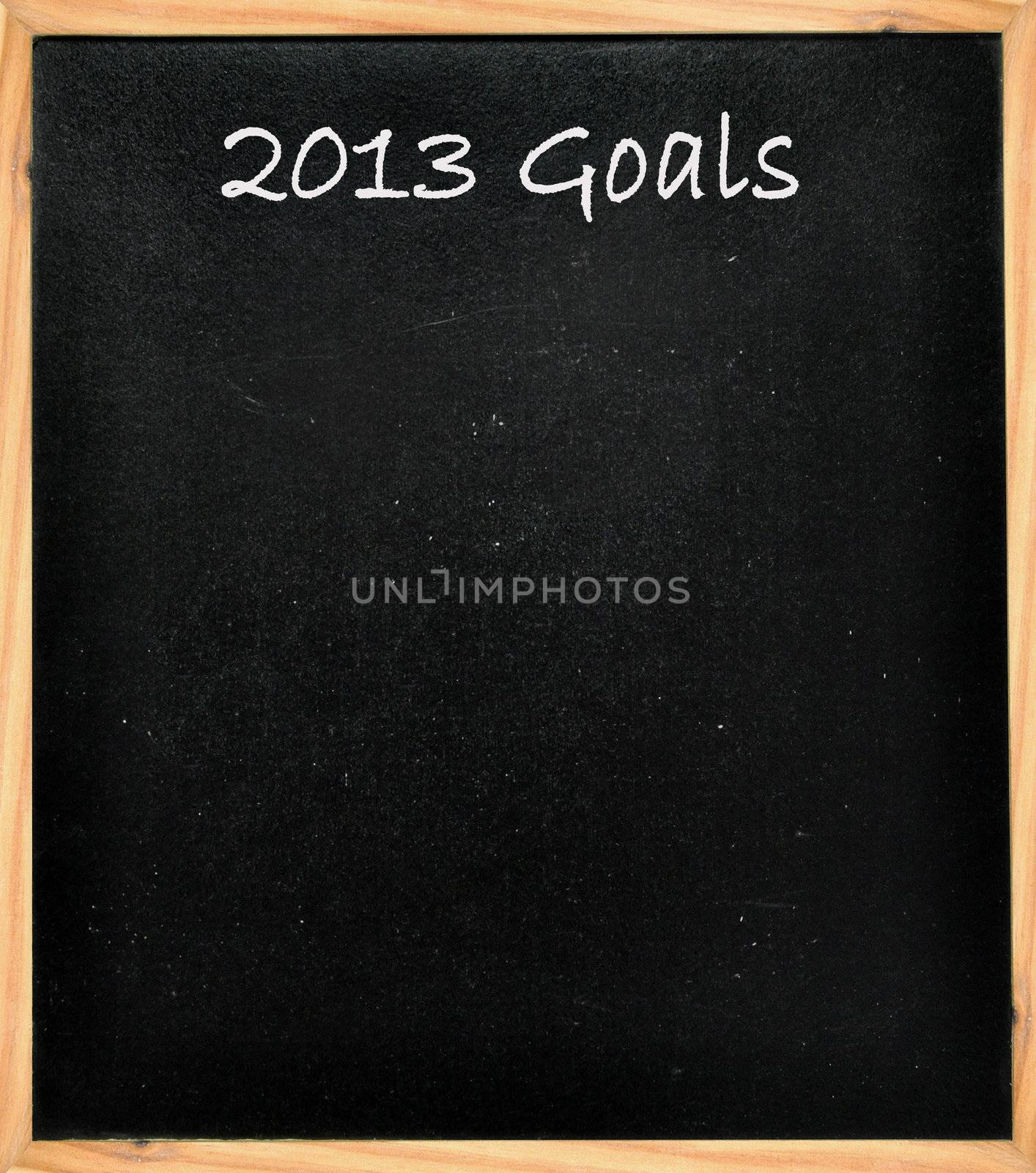 2013 goals written on a black board 