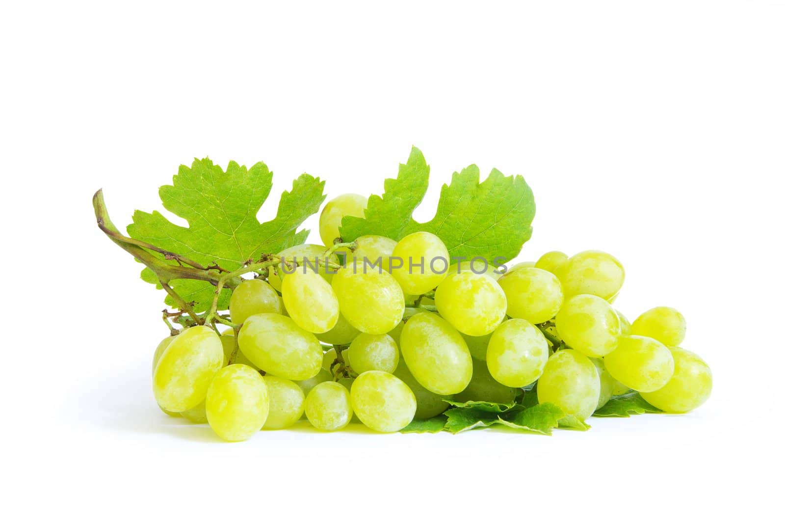  grape with green leaves isolated on white background