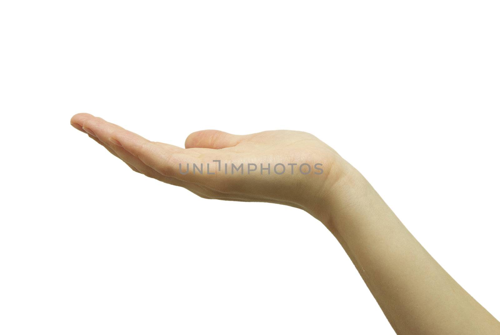 Empty businessman hand isolated on white