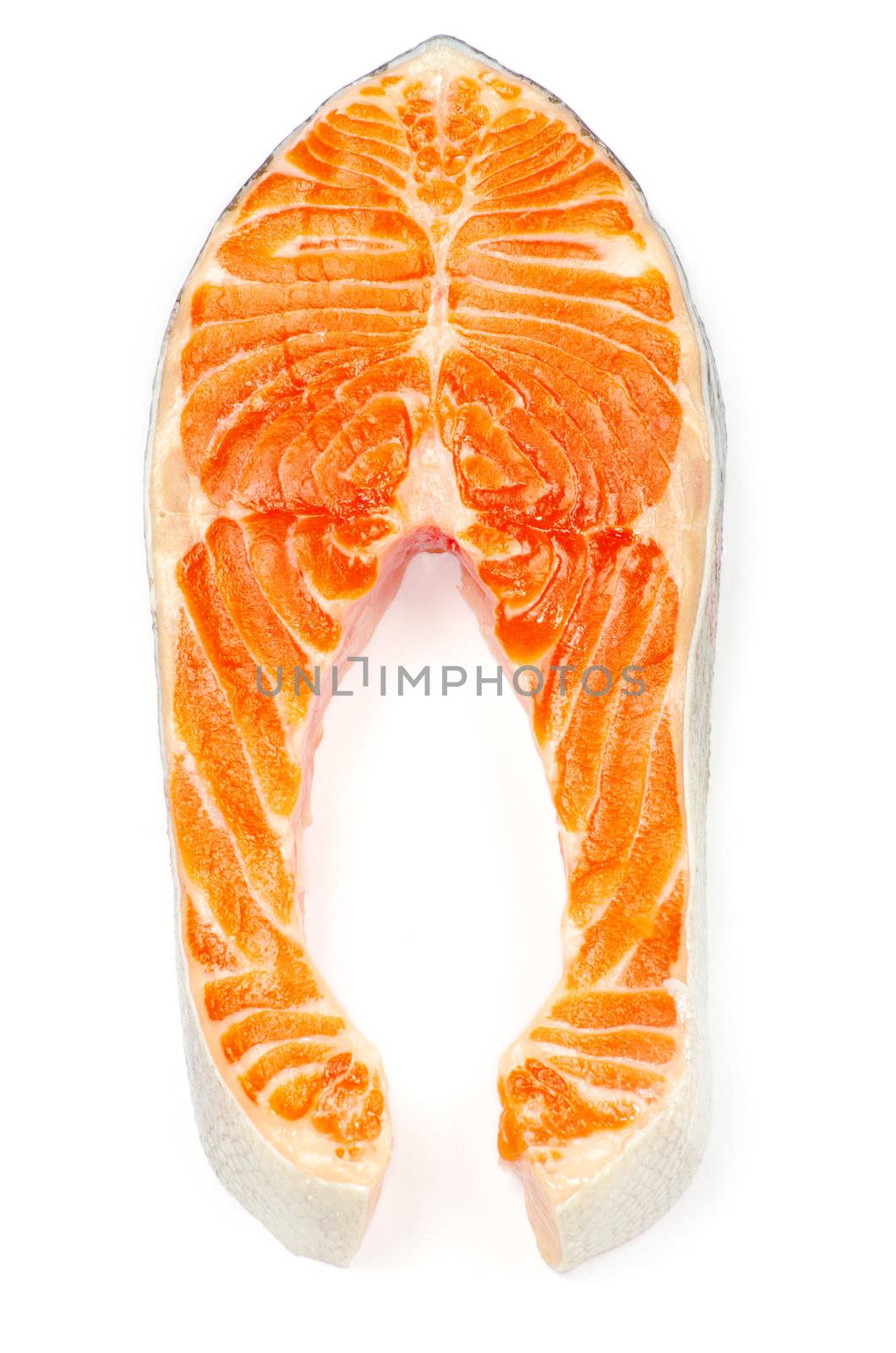 raw salmon fillet isolated on white