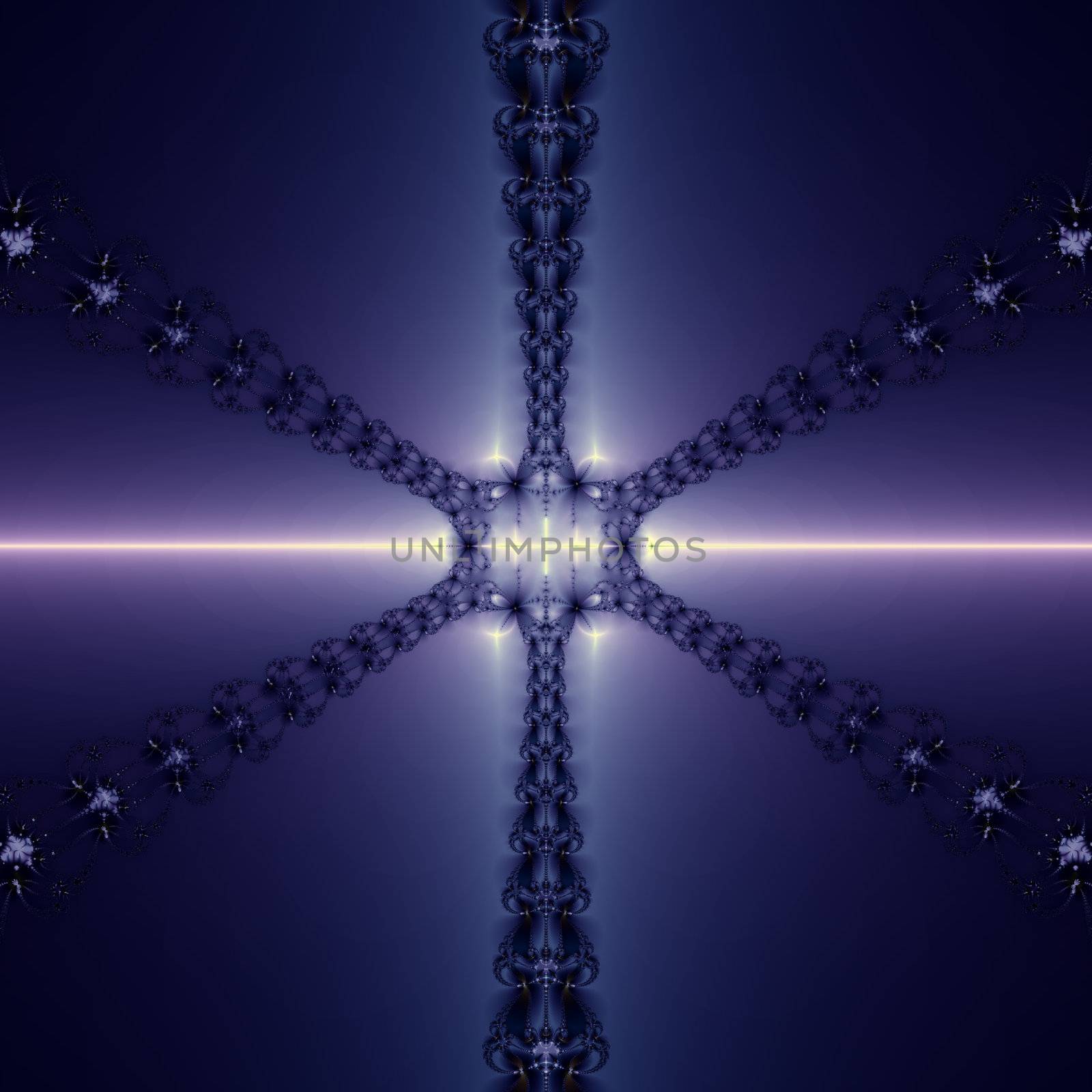 Elegant fractal design, abstract art, blue snowflake