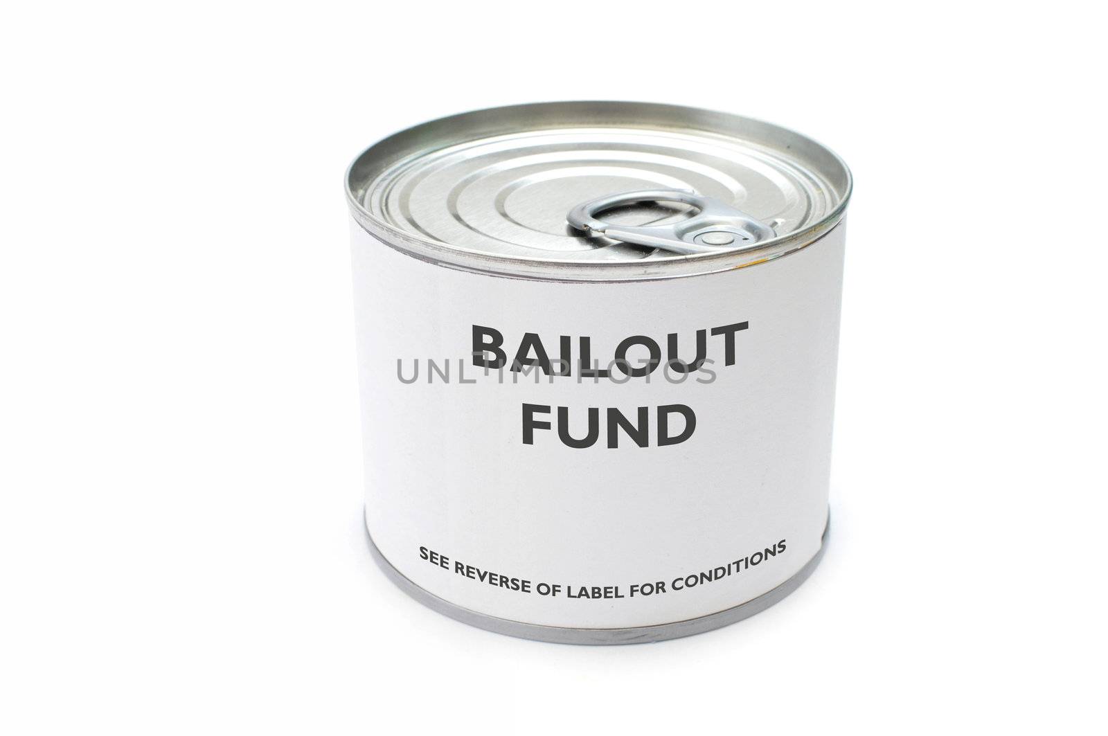 Tin can labelled as a bailout fund