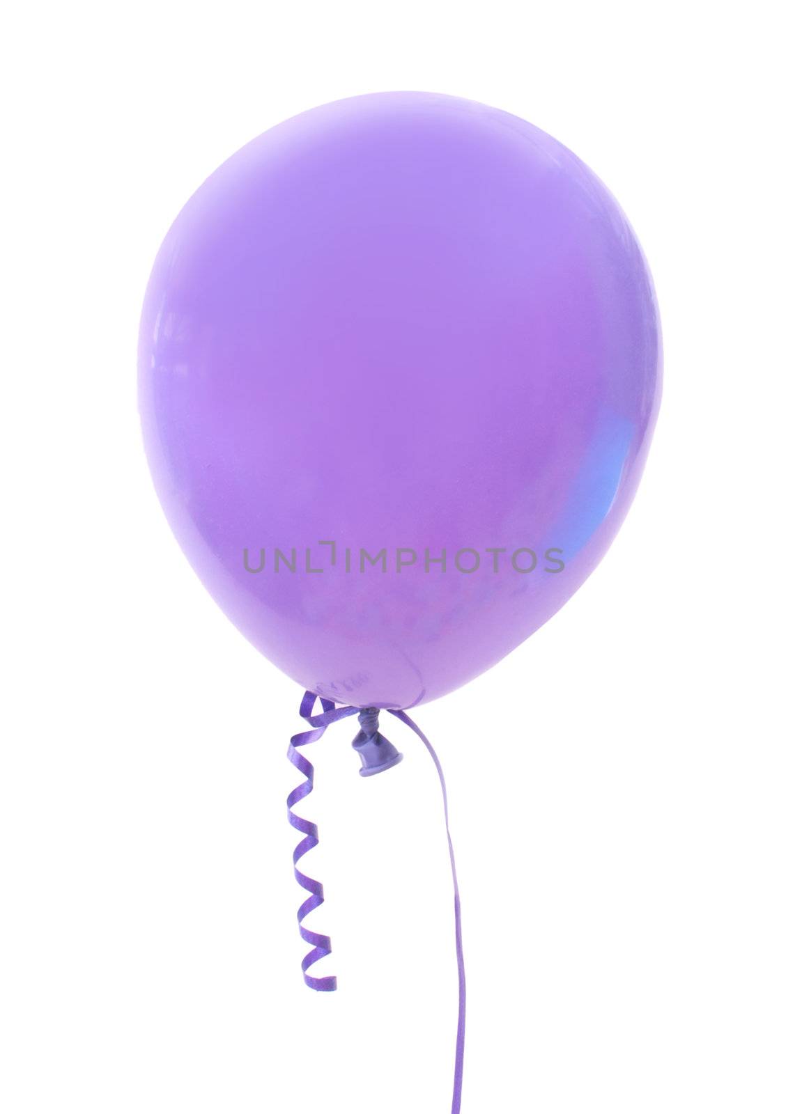 Purple balloon floating against a white background