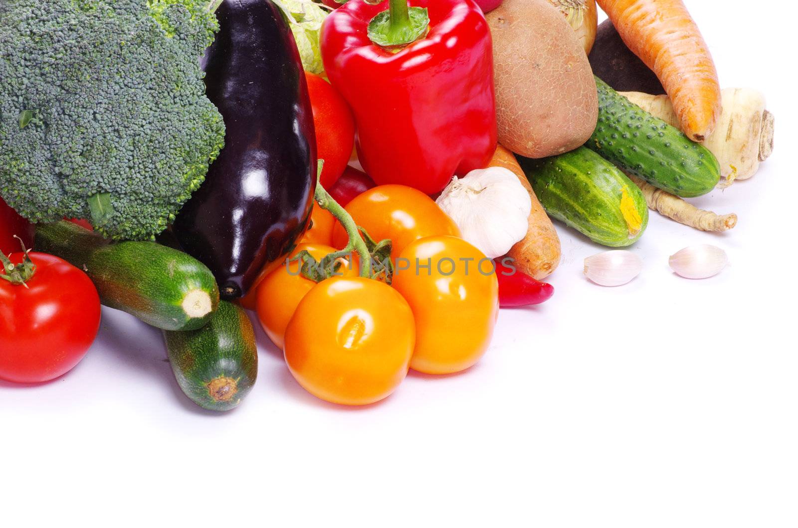 fresh vegetables on the white background