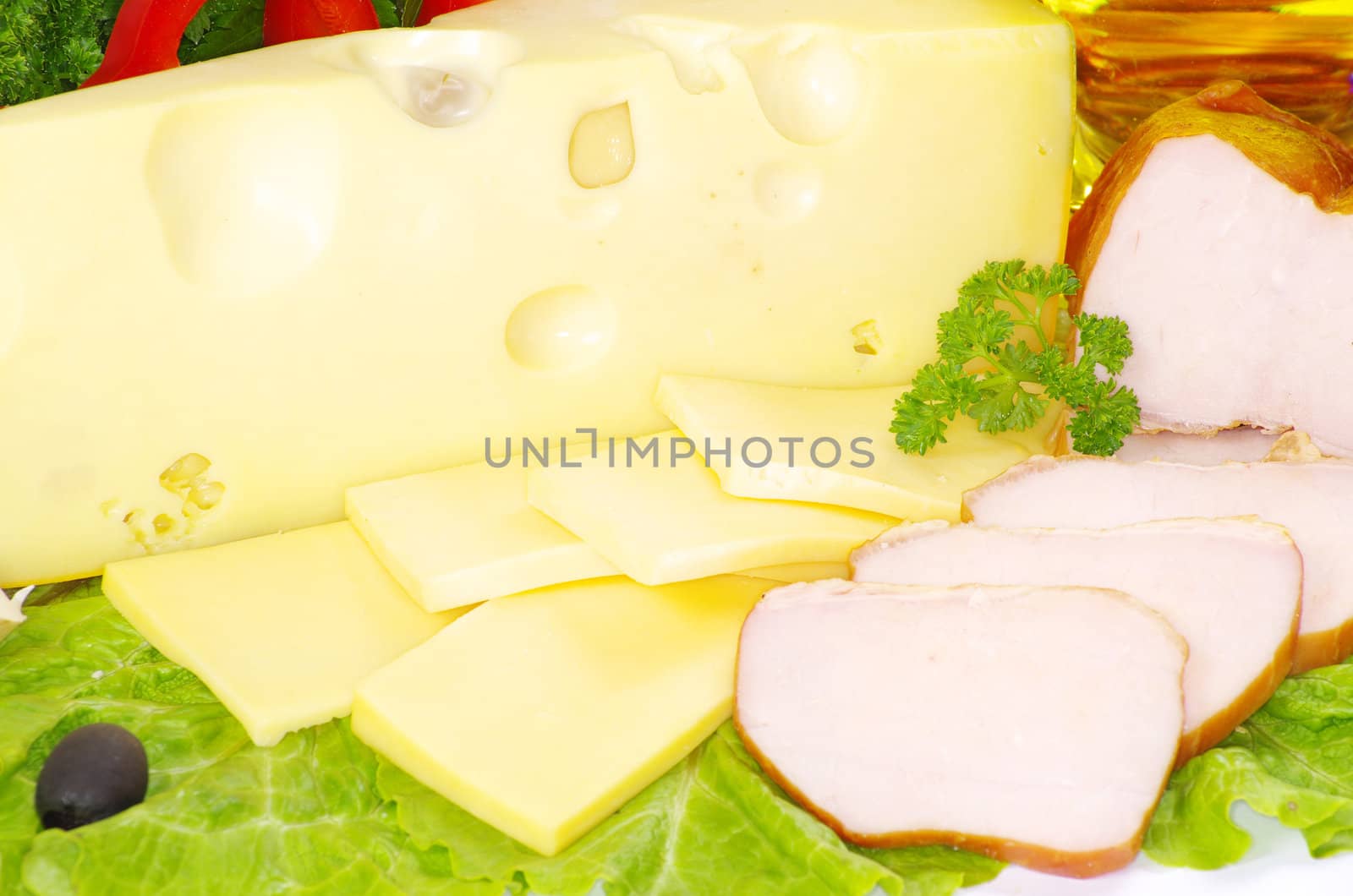 food  bacon with herb parsley isolated on white