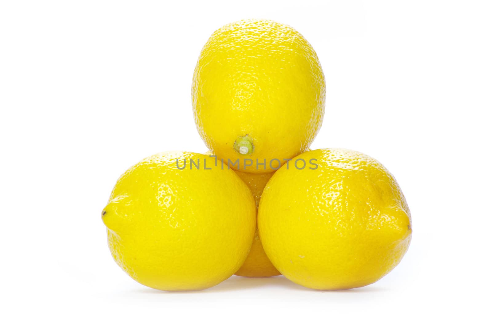 yellow fresh lemons isolated on a white