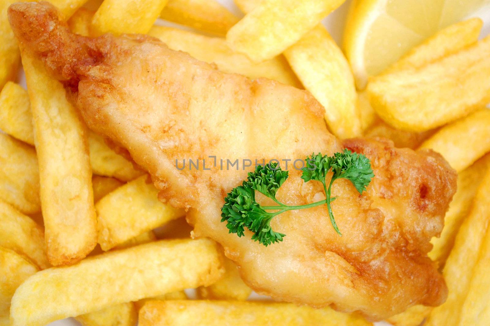 Fish and chips takeaway meal