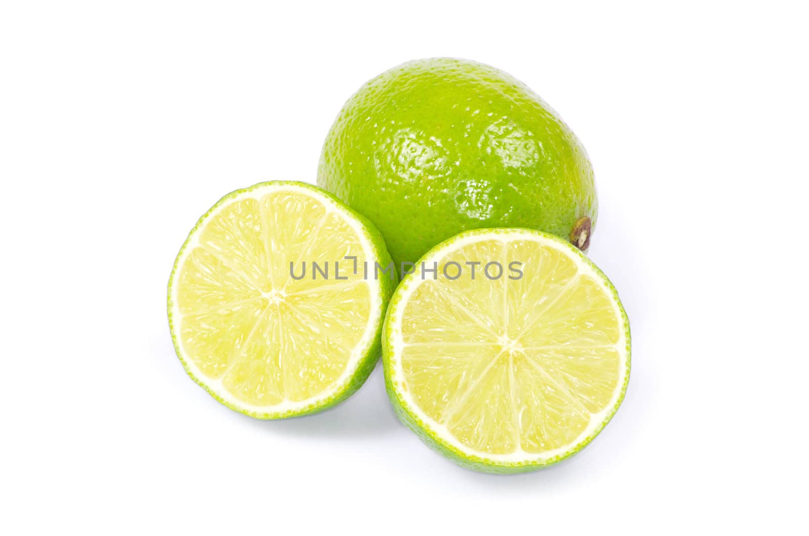 Fresh ripe lime isolated on white background