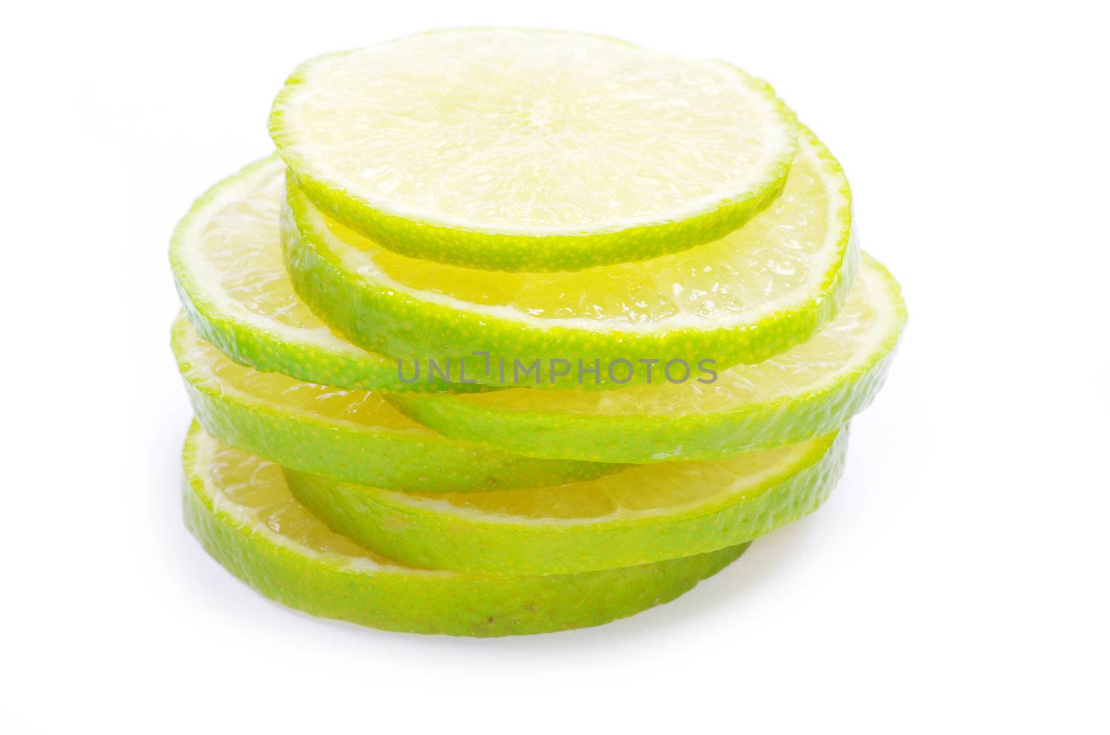 lime slices isolated on white background