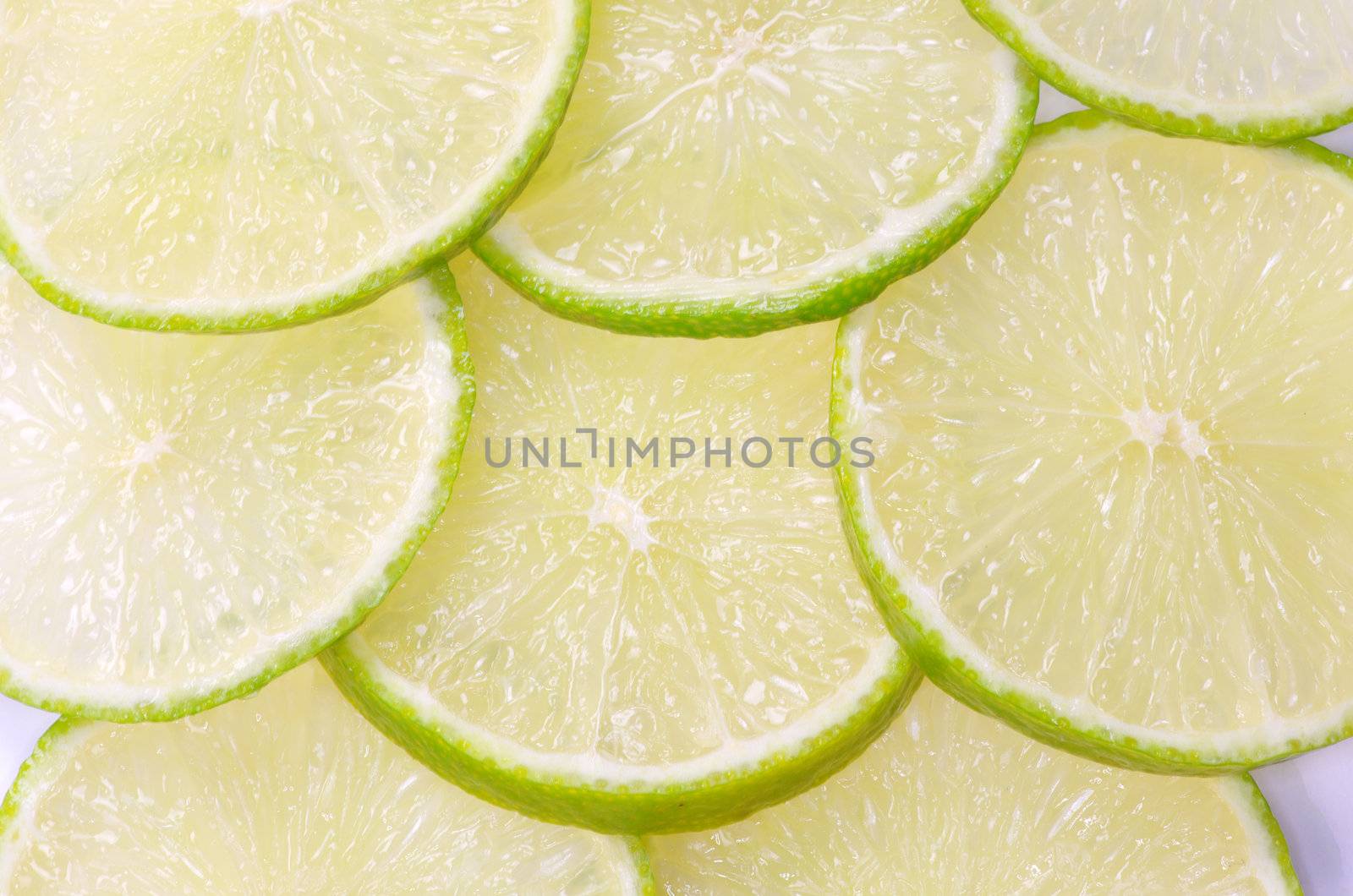 lime slices isolated on white background