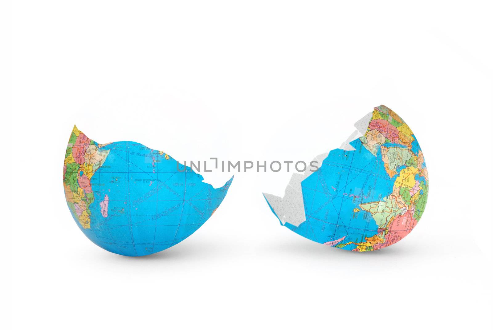 Egg shaped world broken into two pieces 