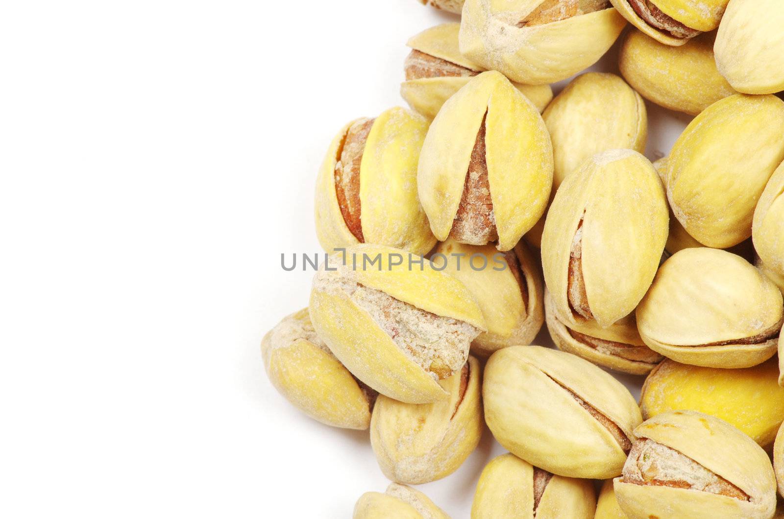 pistachios on a white background