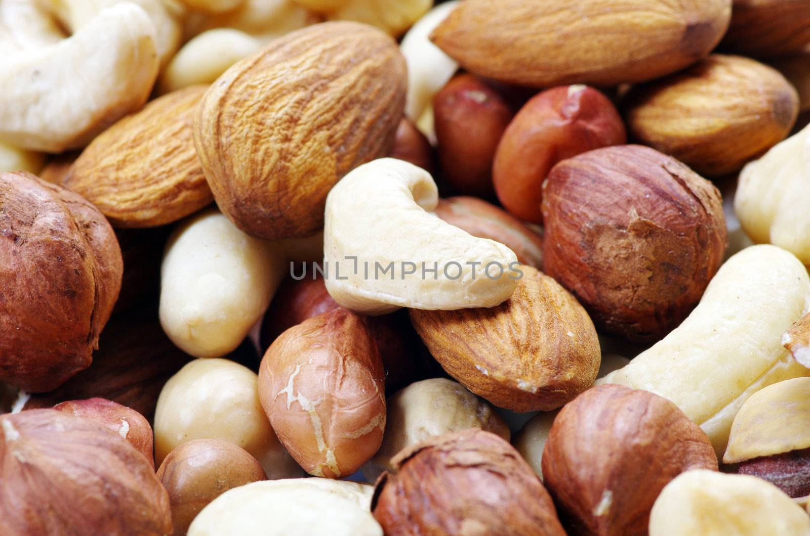 Nuts mixed for backgrounds or textures