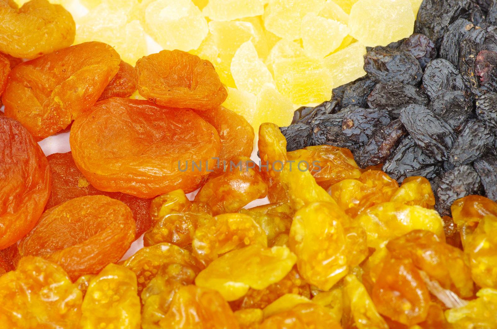 Background made of assorted dried fruits