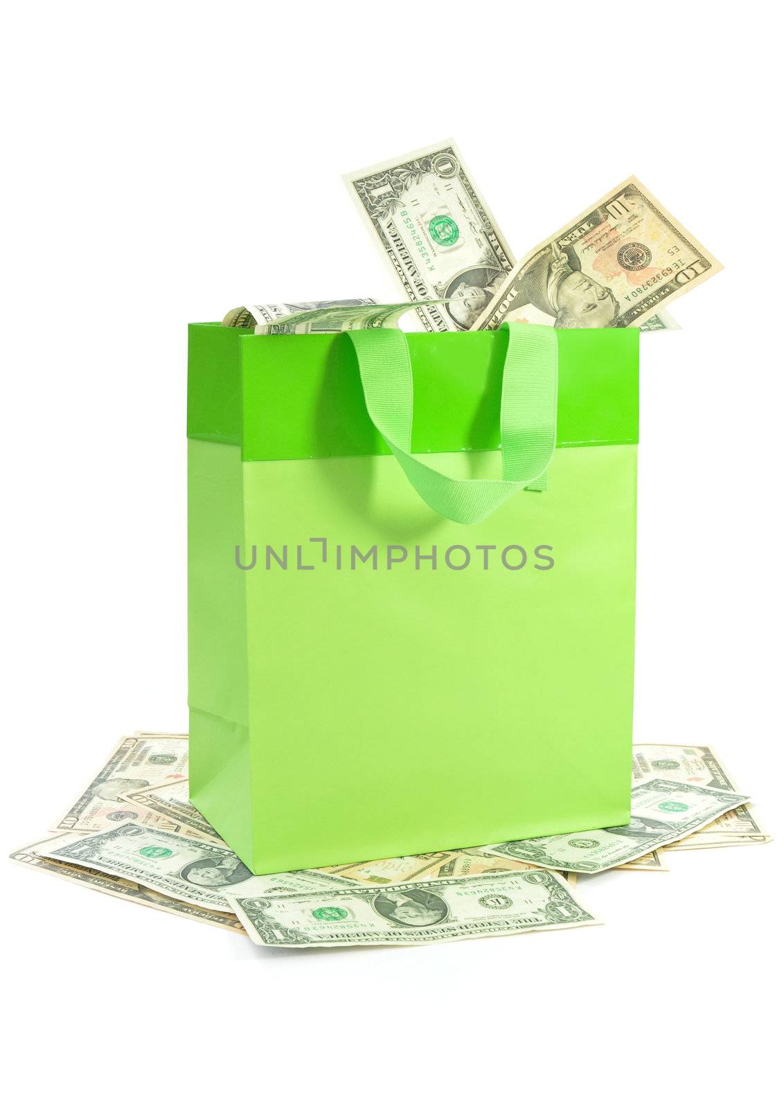 Shopping bag with money by unikpix