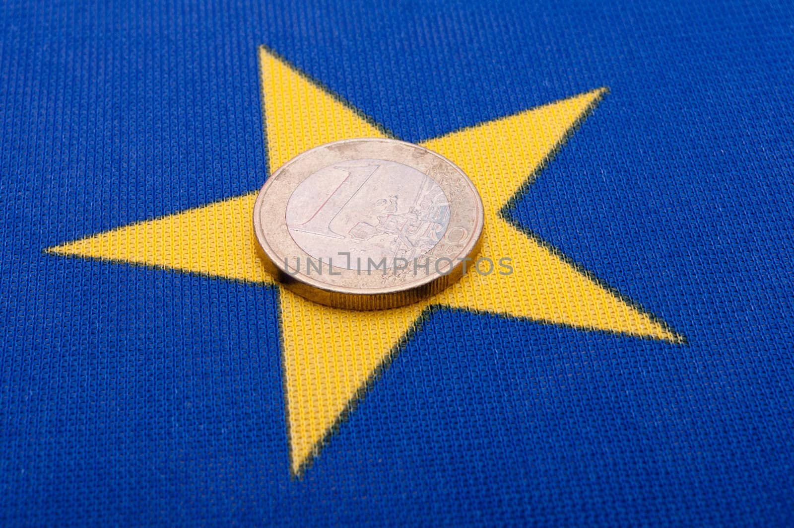 Euro Coin on EU Flag by jamdesign