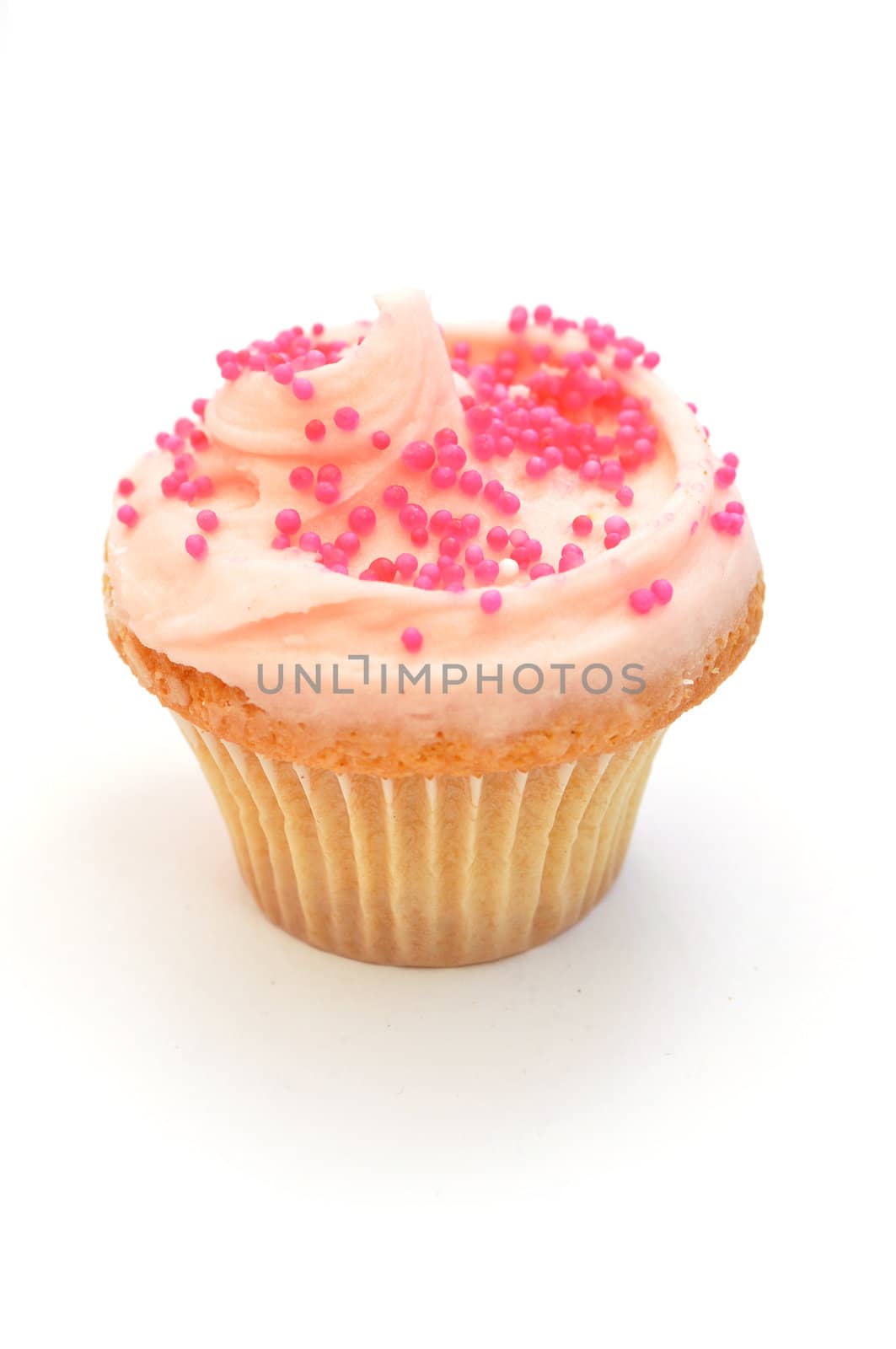 Studio isolated creamy pink cupcake 