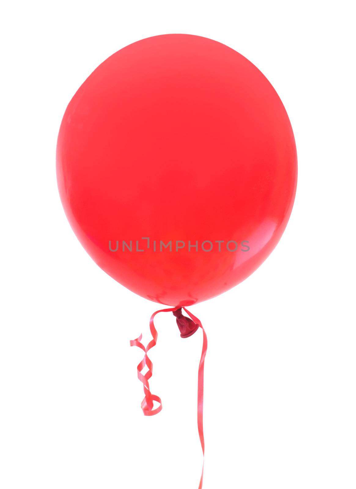 Red balloon floating against a white background